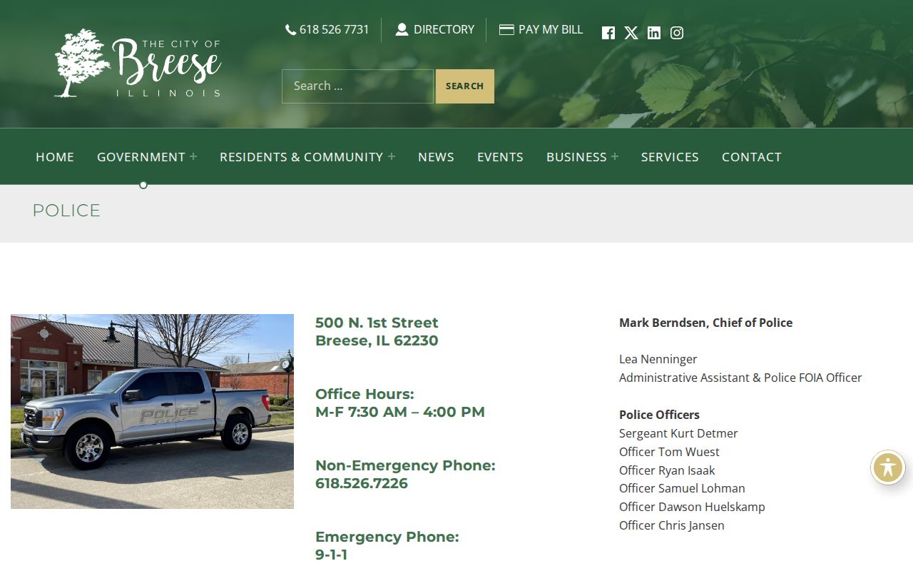 Breese criminal records Police Department page in Clinton County