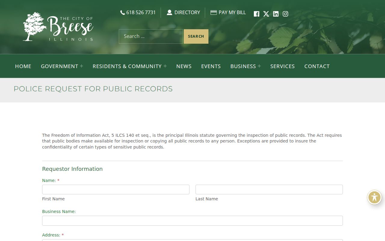 Breese criminal records public records request form