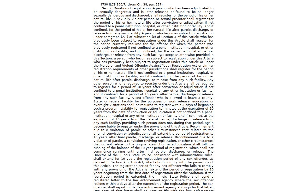 Clinton County sex offender registration duration law